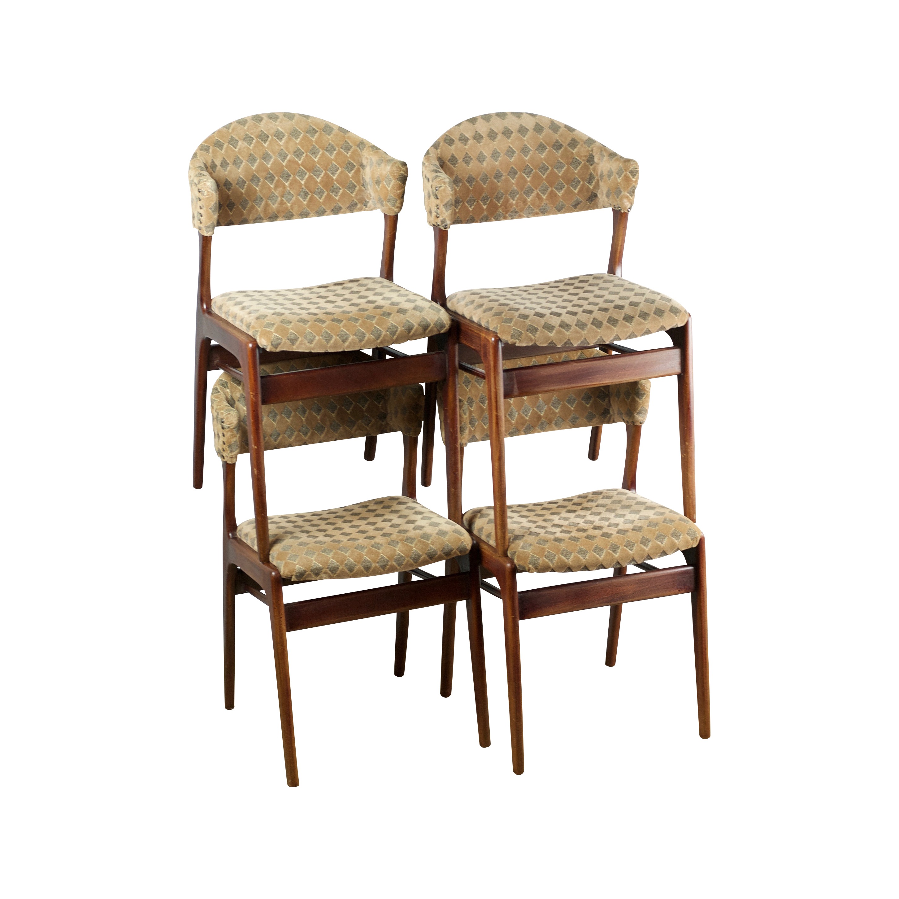 vier deens design stoelen uit de jaren zestig